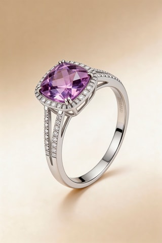 Anillo Divine Améthyste  -  Oro blanco, diamantes y amatista