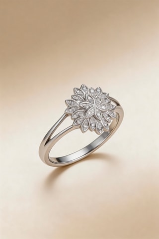 Anillo Aigrette - Oro blanco y diamantes