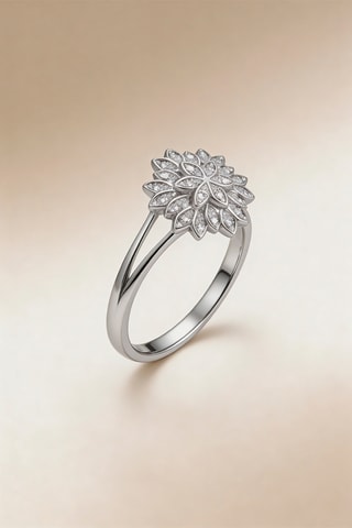 Anillo Aigrette - Oro blanco y diamantes