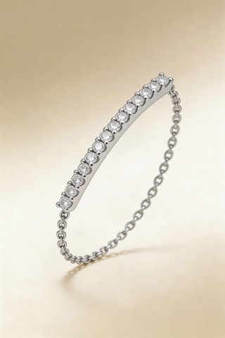 Anillo cadena Tira brillante   -  Oro blanco y diamantes