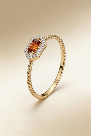 Anillo Isaline - Oro amarillo, diamantes y granate