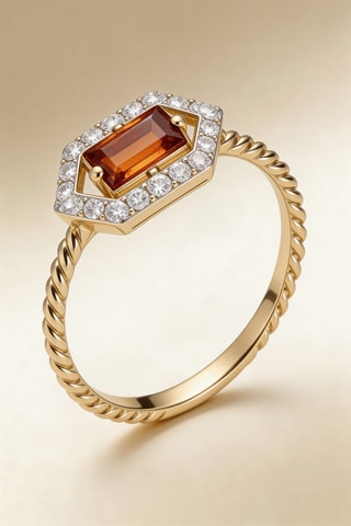 Anillo Isaline - Oro amarillo, diamantes y granate