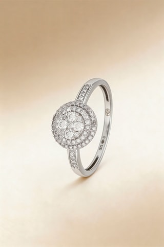 Anillo Trèfle des Diamants - Oro blanco y diamantes