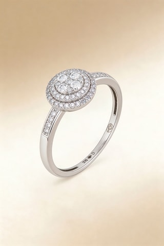 Anillo Trèfle des Diamants - Oro blanco y diamantes