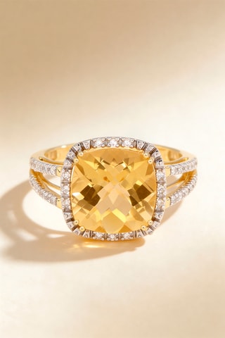 Anillo Divine - Oro amarillo, diamante y citrino