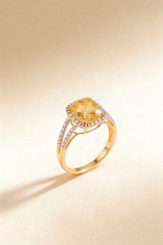 Anillo Divine - Oro amarillo, diamante y citrino