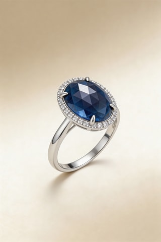 Anillo Bermudes nouvelles - Oro blanco, diamantes y zafiro