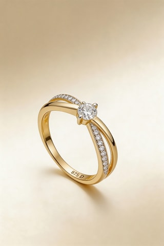 Anillo Joli solitaire - Oro amarillo y diamantes