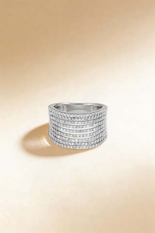 Anillo Neuf Rangs Scintillants - Oro blanco y diamantes