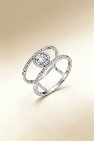 Anillo Royaume - Oro blanco, diamantes y topacio