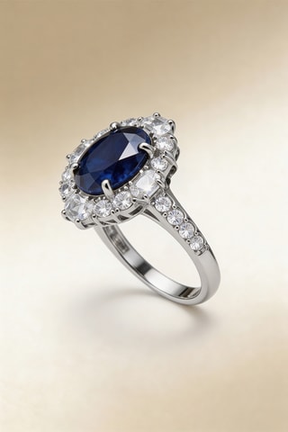 Anillo Palaia - Oro blanco, topacios y zafiro