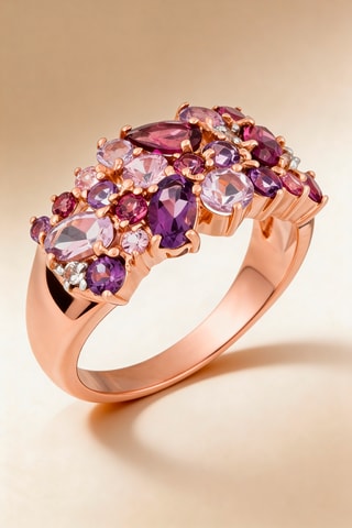 Anillo Cotton Candy - Oro rosa, zafiros, amatistas, rodolitas y topacios