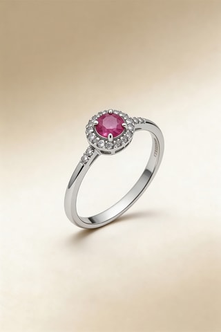 Anillo Rond de Rubis - Oro blanco, diamantes y rubí