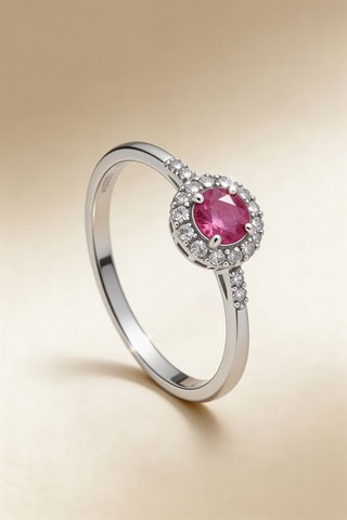 Anillo Rond de Rubis - Oro blanco, diamantes y rubí