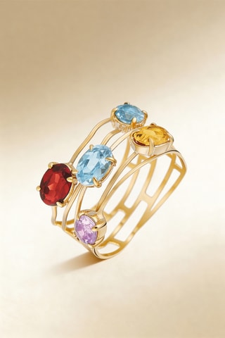 Anillo Eclat de couleurs - Oro amarillo, topacios, amatista, granate y citrino