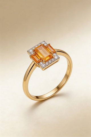 Anillo Ayline - Oro amarillo, diamantes y citrinos