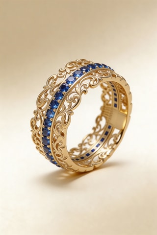 Anillo Solina - Oro amarillo y zafiros