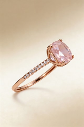 Anillo Havva - Oro rosa, diamantes y cuarzo