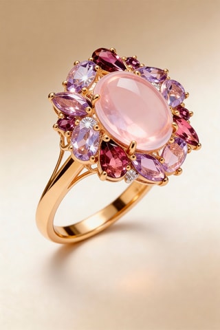 Anello Aysel - Oro giallo, diamanti e pietre preziose