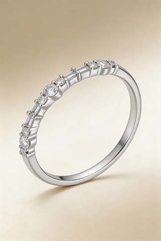 Anillo Dot Line - Oro blanco y diamantes