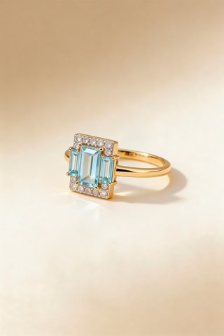 Anillo Chiara - Oro amarillo, diamantes y topacios