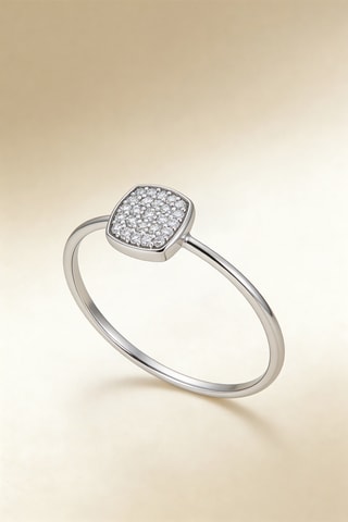 Anillo Carré Tendresse - Oro blanco y diamantes