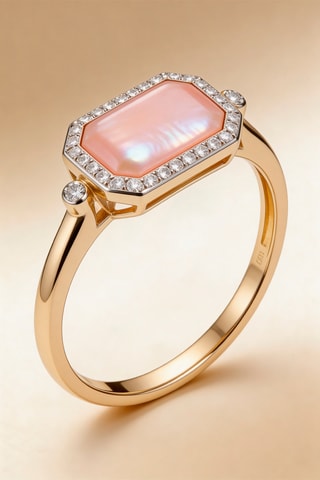 Anillo Gabie - Oro amarillo, diamantes y nácar 