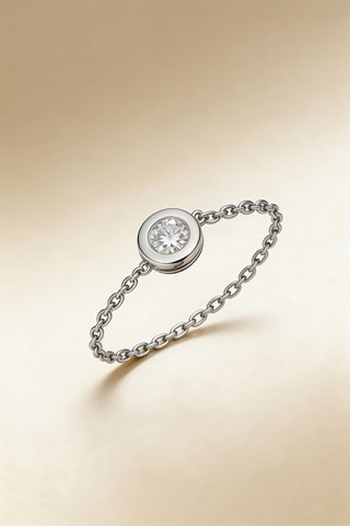 Anillo de cadena Mon unique - Oro blanco y diamante