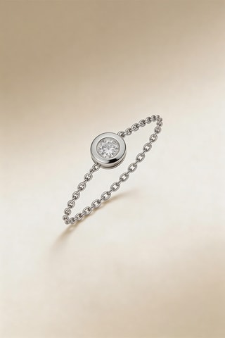 Anillo de cadena Mon unique - Oro blanco y diamante