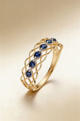 Anillo Pianosa - Oro amarillo y zafiros