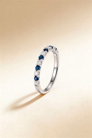 Anillo Ecume Bleue - 
Oro blanco, zafiros y diamantes