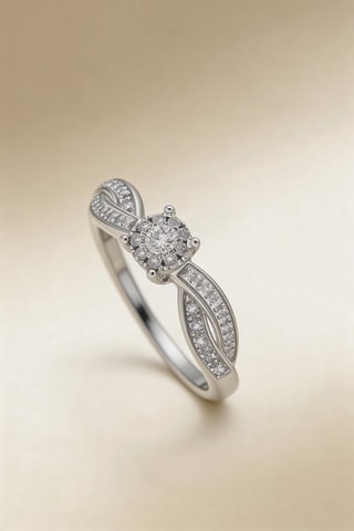 Solitario Bel Eclat - Oro blanco y diamantes