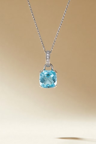 Colgante Topaze con movimiento -  Oro blanco, topacio y diamantes