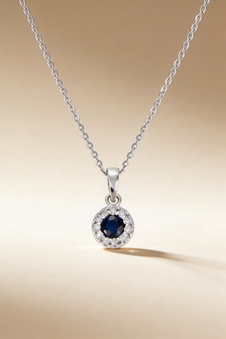 Colgante Précieux Saphir - Oro blanco, diamantes y zafiro