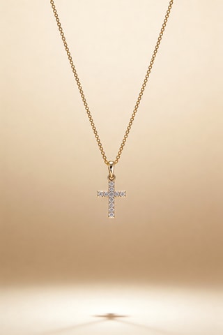 Colgante Croix du bonheur - Oro amarillo y diamantes