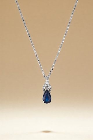 Colgante Larme de Saphir - Oro blanco, zafiro y diamantes