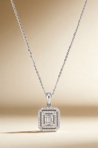 Colgante Espejo - Oro blanco y diamantes