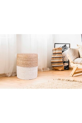 Poef Blue Lagoon Beige en Ecru