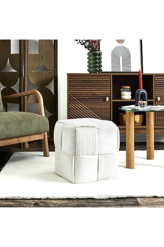 Poef Scott - Beige - Geribd velours