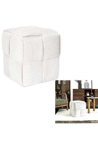 Poef Scott - Beige - Geribd velours