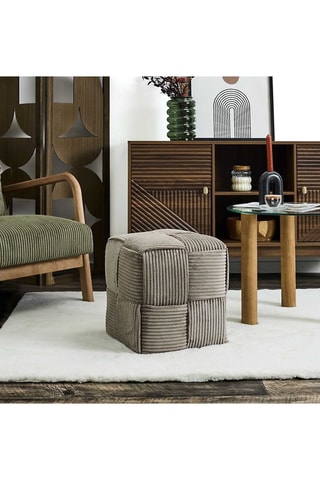 Poef Scott - Taupe - Geribd velours