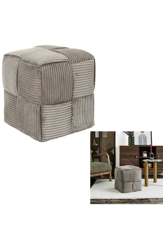 Poef Scott - Taupe - Geribd velours