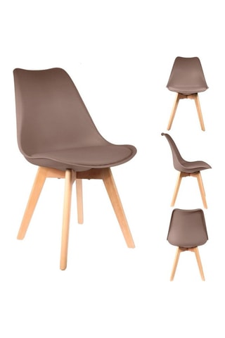 2 Stoelen Scandinave Taupe en Naturel