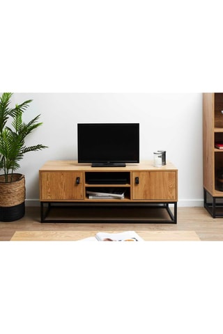 Tv-meubel 2 Deuren Naturel en Zwart