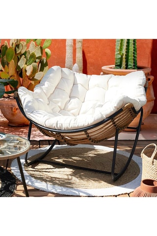 Schommelstoel Tulum - Beige en houtimitatie