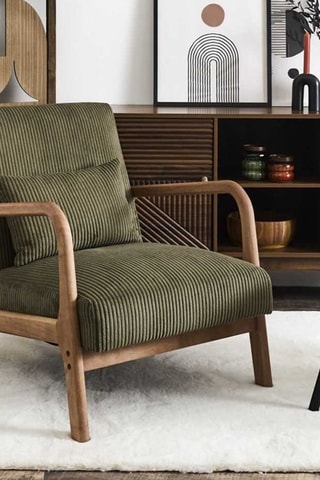 Rubberhouten Fauteuil Scott - Groen - Fluweelzacht.