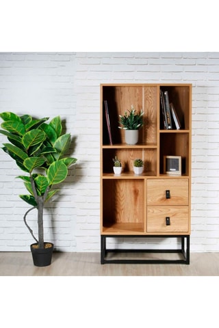 Boekenkast 2 Laden Naturel en Zwart