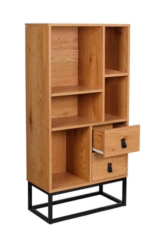 Boekenkast 2 Laden Naturel en Zwart