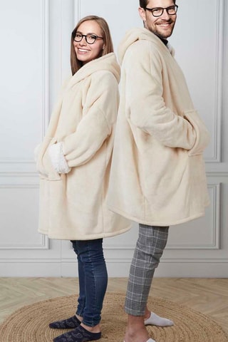 Sweaterplaid met capuchon Beige