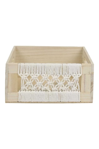 3 Paulowniahouten Opbergmanden Gigogne Boho - Beige en Wit